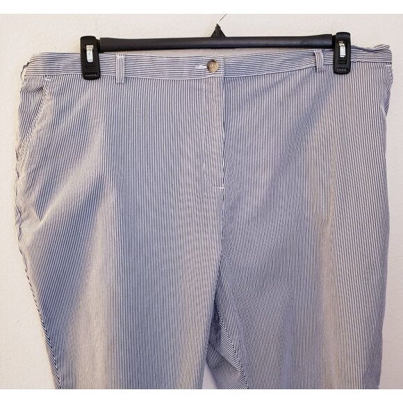 Lands End Blue White Striped Cotton Blend Casual Pants Size 26 WP - Picture 2 of 16
